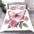 Beautiful butterfly with pink roses bedding set