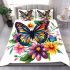 Beautiful colorful butterfly among flowers bedding set