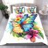 Beautiful colorful butterfly among flowers bedding set