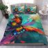 Beautiful colorful butterfly with wings made of feathers bedding set