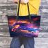 Beautiful colorful fantasy horse with long hair leather tote bag