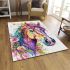 Beautiful colorful horse with leaves and flowers area rugs carpet