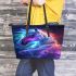 Beautiful colorful horse with long hair leather tote bag