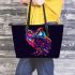 Beautiful colorful owl leather tote bag