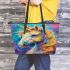 Beautiful colorful unicorn painting leather tote bag