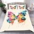 Beautiful colorful watercolor illustration of an abstract butterfly bedding set