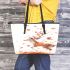 Beautiful deer autumn leaves flying leather totee bag