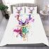 Beautiful deer head watercolor splashes of paint bedding set