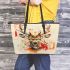 Beautiful deer head watercolor splatter leather totee bag