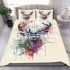 Beautiful deer head watercolor splatter bedding set