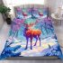 Beautiful deer in the winter forest bedding set