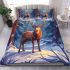 Beautiful deer in the winter forest bedding set