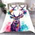 Beautiful deer portrait watercolor splatter bedding set