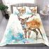 Beautiful deer watercolor splashes bedding set