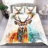 Beautiful deer watercolor splashes bedding set