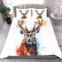 Beautiful deer watercolor splashes bedding set