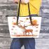 Beautiful deer with autumn leaves leather totee bag