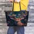 Beautiful deer with colorful flowers on its antlers leather totee bag