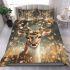 Beautiful deer with white flowers on its antlers bedding set