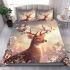 Beautiful deer with white flowers on its antlers bedding set