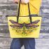 Beautiful dragonfly swirling colors leather tote bag