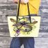 Beautiful dragonfly swirling colors leather tote bag