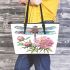 Beautiful elegant colorful dragonfly with pink peonies leather Chic Stylish Tote Bag & Women Totes: Perfect Gift for Girlfriend | Crossbody, Purse, Handbag