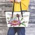 Beautiful elegant colorful dragonfly with pink peonies leather Chic Stylish Tote Bag & Women Totes: Perfect Gift for Girlfriend | Crossbody, Purse, Handbag