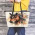 Beautiful elegant horse with native american feather headdress leather tote bag