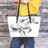 Beautiful lineart watercolor illustration of an elegant horse leather tote bag