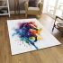 Beautiful watercolor colorful horse area rugs carpet