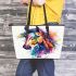 Beautiful watercolor colorful horse leather tote bag