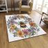 Bee in the center surrounded by flowers area rugs carpet
