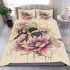 Bee on honeycomb pink and gold lotus flowers bedding set