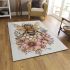 Bee on honeycomb with flowers around area rugs carpet