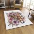 Bee on honeycomb with flowers around area rugs carpet