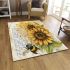 Bee on sunflowers old writing area rugs carpet