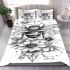 Bee with flowers and triangles around it bedding set