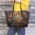 Bees and dream catcher leather tote bag