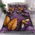 Bees flying to musical notes and purple leafs in the summer bedding set