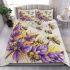 Bees flying to musical notes and purple leafs in the summer bedding set