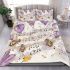 Bees flying to musical notes and purple leafs in the summer bedding set