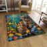 Bengal cat with colorful flowers area rugs carpet