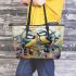 Birds smile with dream catcher leather tote bag