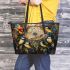 Birds with dream catcher leather tote bag