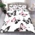 Black and white butterfly pattern with pink accents bedding set