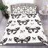 Black and white butterfly pattern with pink accents bedding set