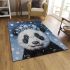 Black and white cute panda with blue eyes area rugs carpet