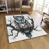 Black and white owl with bright teal eyes area rugs carpet