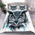 Black and white owl with turquoise highlights bedding set